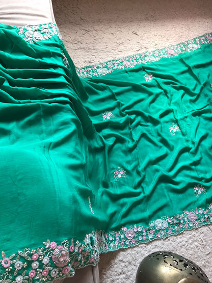 Lavika elegant chinon embroidery saree