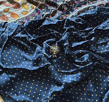 Pavi floral Gajji silk sari