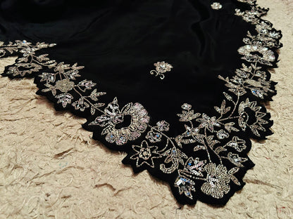 Ramp black silver beauty crepe saree