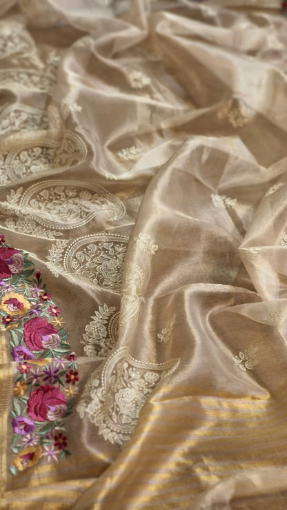 Rumha tissue embroidery saree
