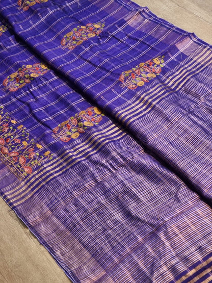 Ravina Tussar Silk Embroidered Saree