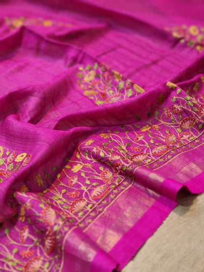 Ravina Tussar Silk Embroidered Saree