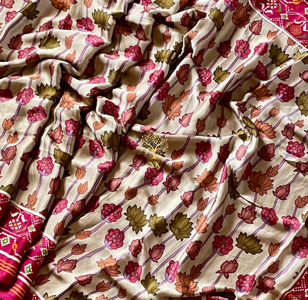 Kalamkari inspired Gajji silk saree