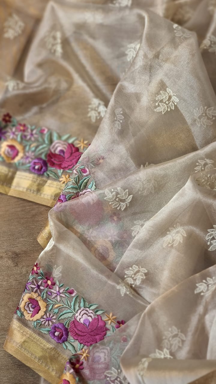 Rumha tissue embroidery saree