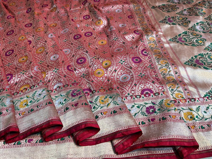 Brocade Banarsi exclusive Meenakari saree