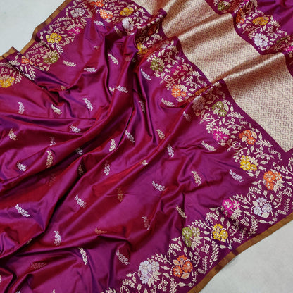 Alka Katan handwoven kadwa saree