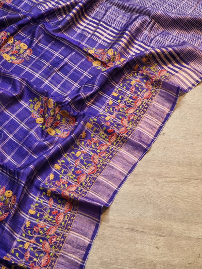 Ravina Tussar Silk Embroidered Saree