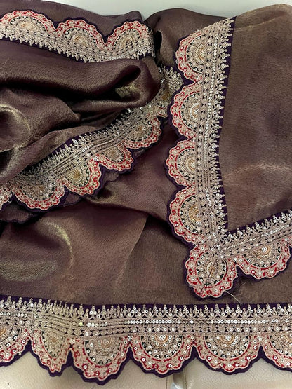 Ramia Meenakari tissue organza saree
