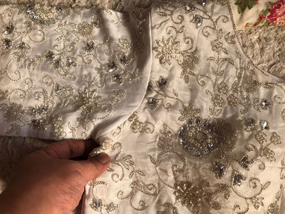 White fairly zardosi saree