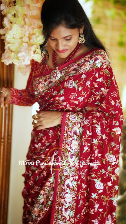 Parsi inspired Kashmiri saree