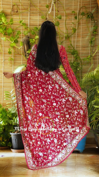 Parsi inspired Kashmiri saree
