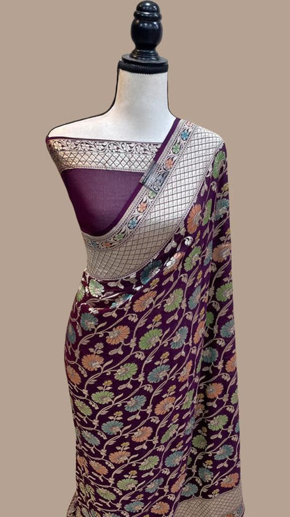 Aliva Banarsi handloom gorgette saree