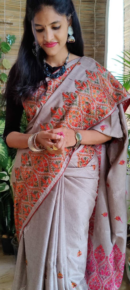 Raizi Kashmiri inspired embroidered saree
