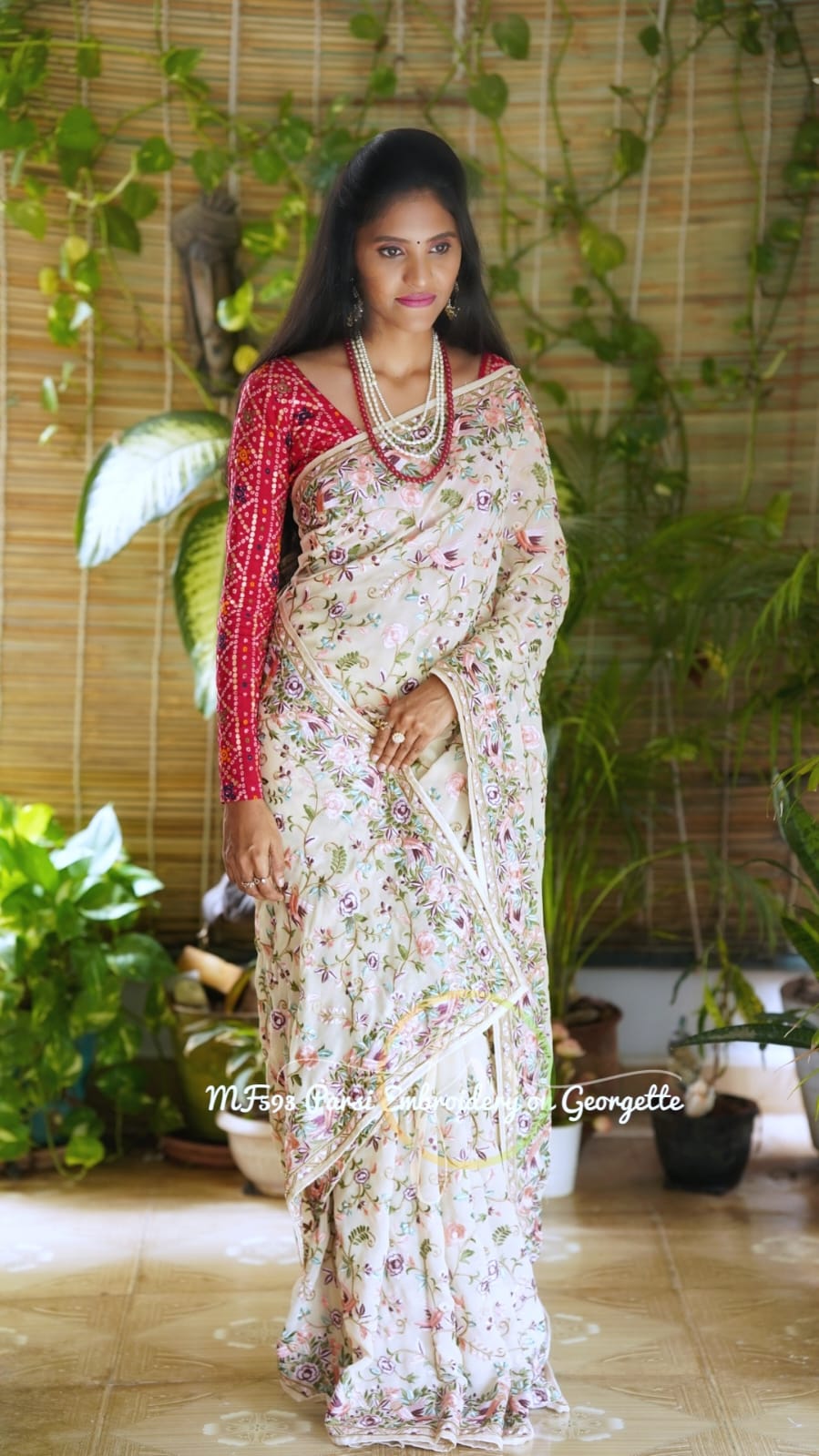 Avik gorgette Parsi inspired saree
