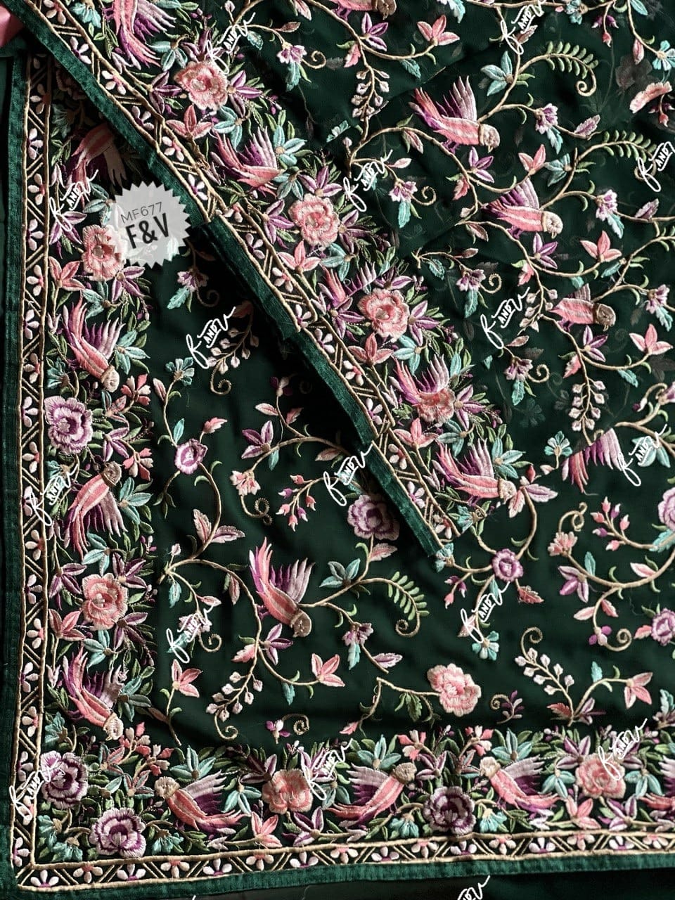 Avik gorgette Parsi inspired saree