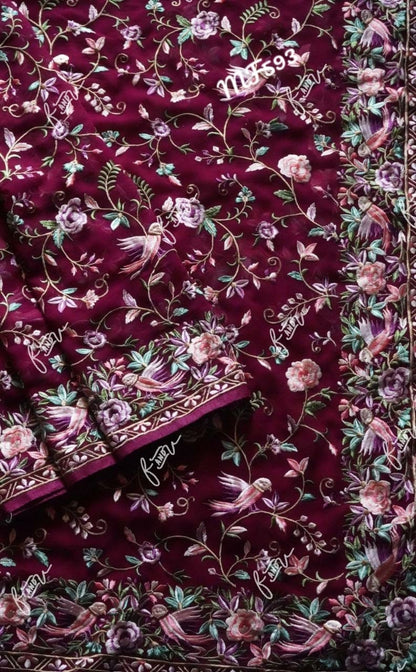 Parsi inspired Kashmiri saree