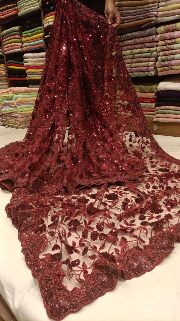 Trendy cut work inspired Lycra partywear saree