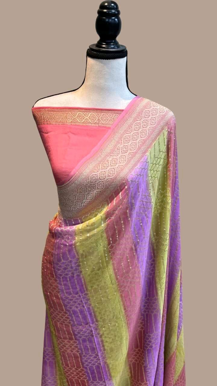 Xeneis handloom Indian gorgette saree