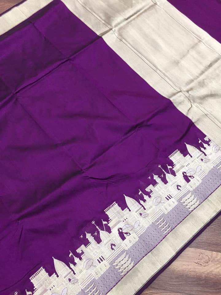 Gangaghat inspired Katan silk saree