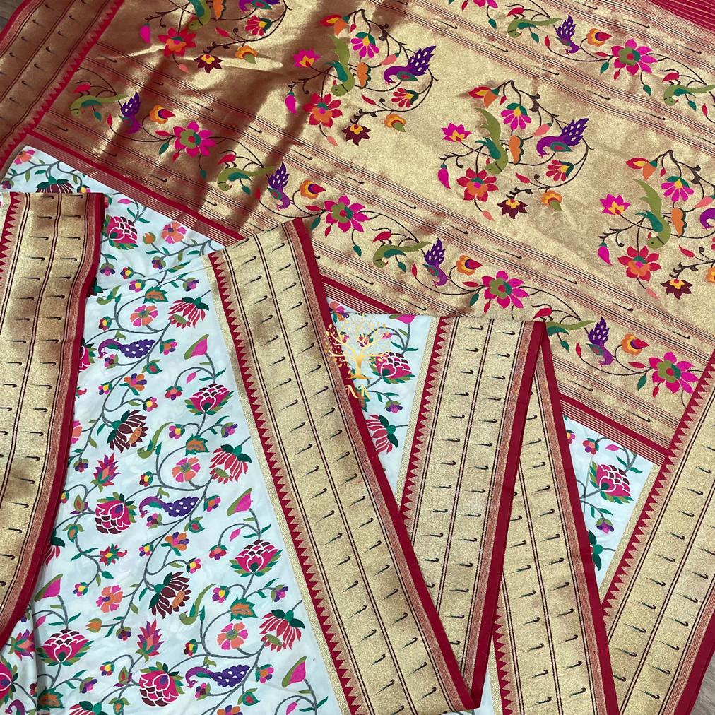 White muniya Banarsi handwoven saree
