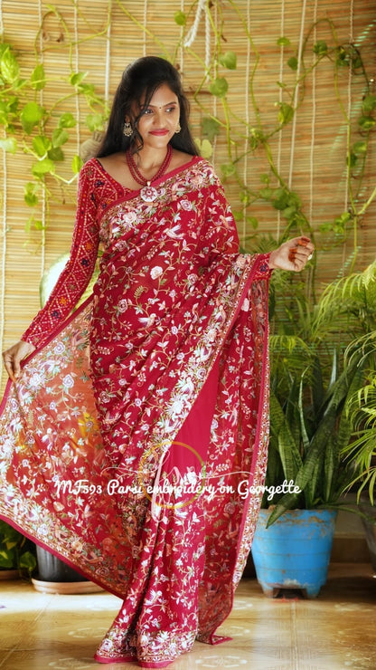 Parsi inspired Kashmiri saree
