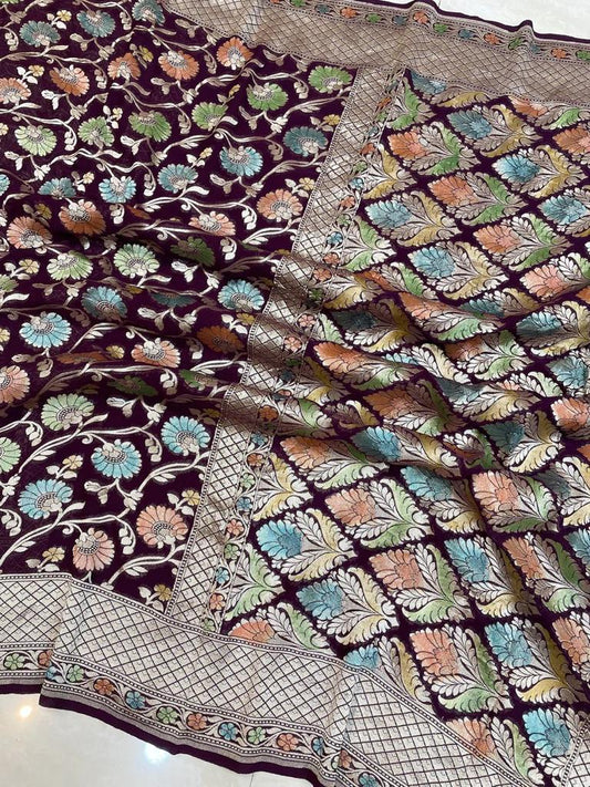 Aliva Banarsi handloom gorgette saree
