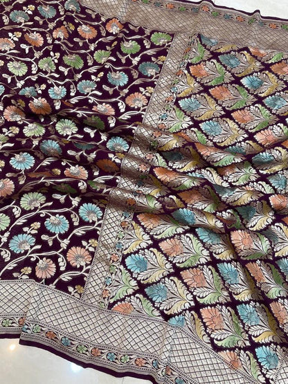 Aliva Banarsi handloom gorgette saree
