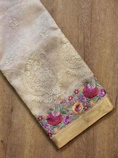 Rumha tissue embroidery saree