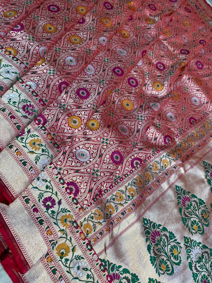 Brocade Banarsi exclusive Meenakari saree