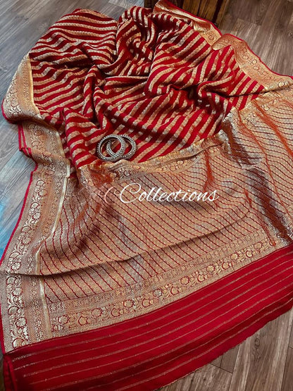 Striped antique Banarsi handloom saree
