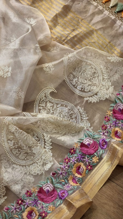 Rumha tissue embroidery saree