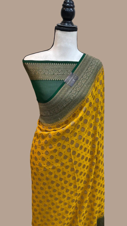 Rubila Banarsi handloom gorgette saree