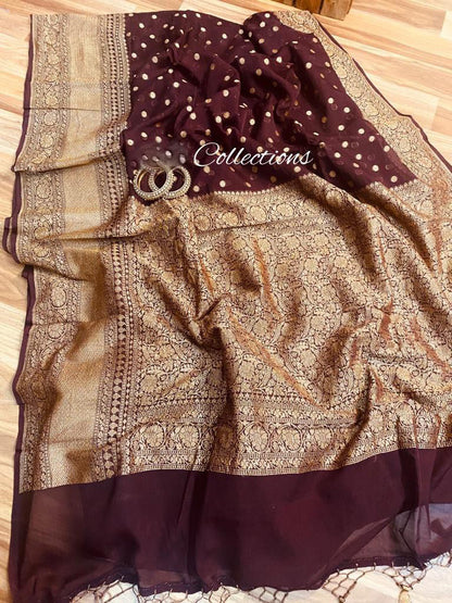Ranjhana gorgette handloom saree