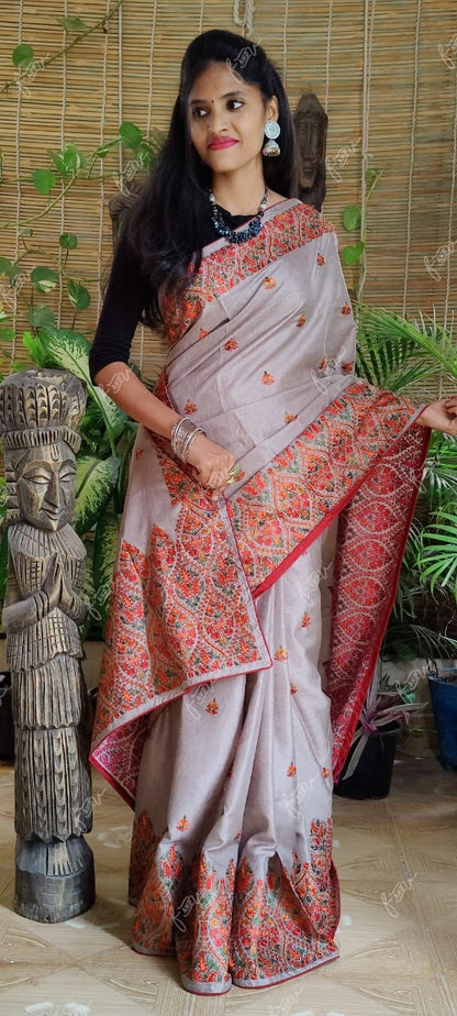 Raizi Kashmiri inspired embroidered saree