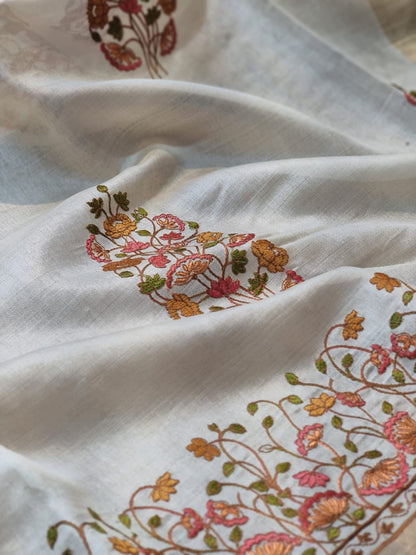 Ravina Tussar Silk Embroidered Saree