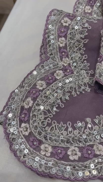 Sequence organza embroidery saree