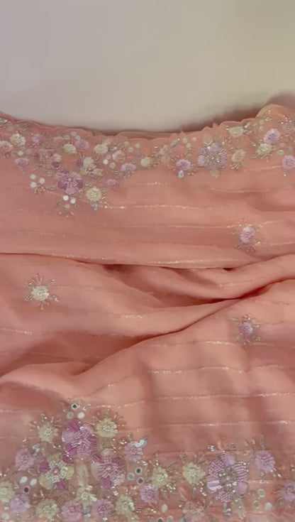 Venus sequence zardosi partywear saree