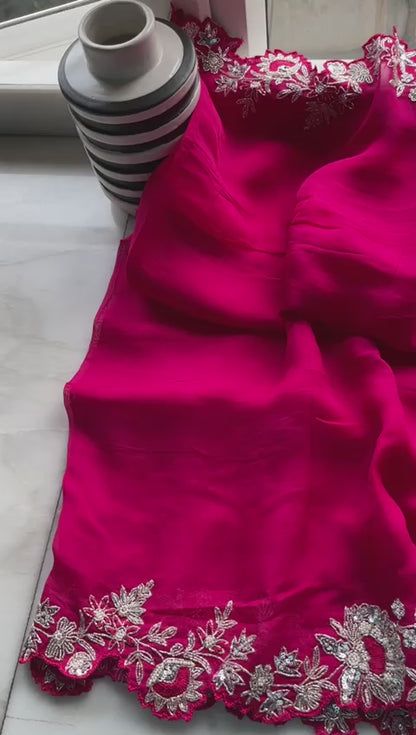 Mushika organza saree