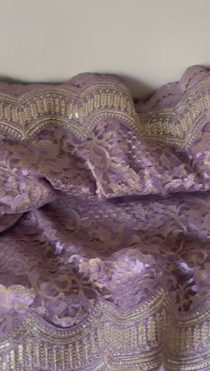 Chaintley lacy scalloped border saree