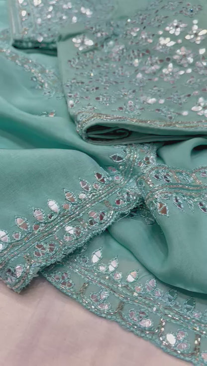 Gulnaari organza zardosi saree