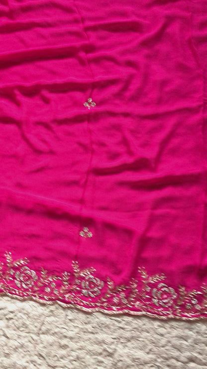 Feather rose zardosi premium saree