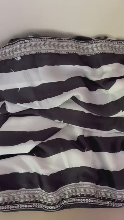 Satin striped trendy saree