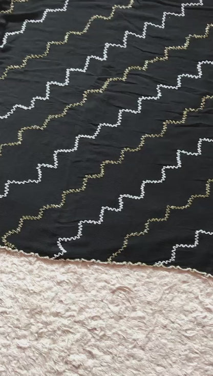 Black chi non crepe saree