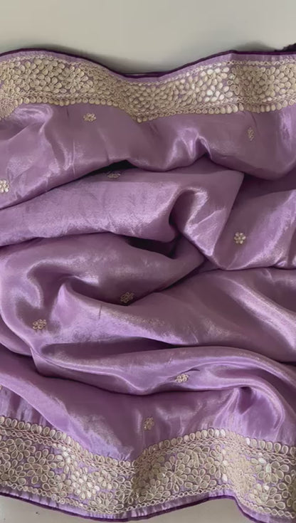 Zanelia tissue zardosi saree