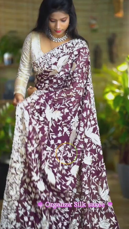 Derby Parsi inspired embroidery saree