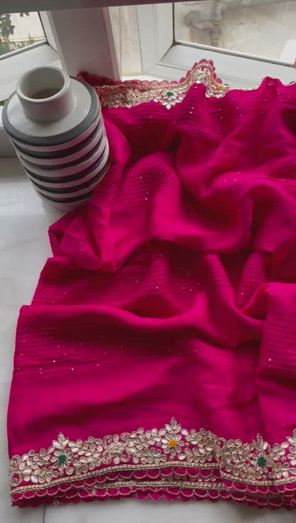 Harpreet satin gottapatti saree