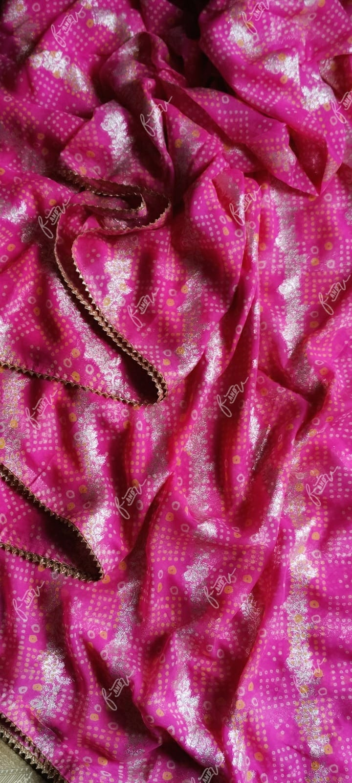 Bandhej lehariya chiffon saree