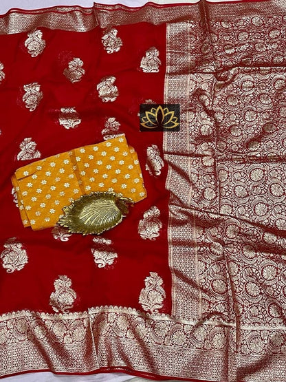 Lal banarsi weaving saree