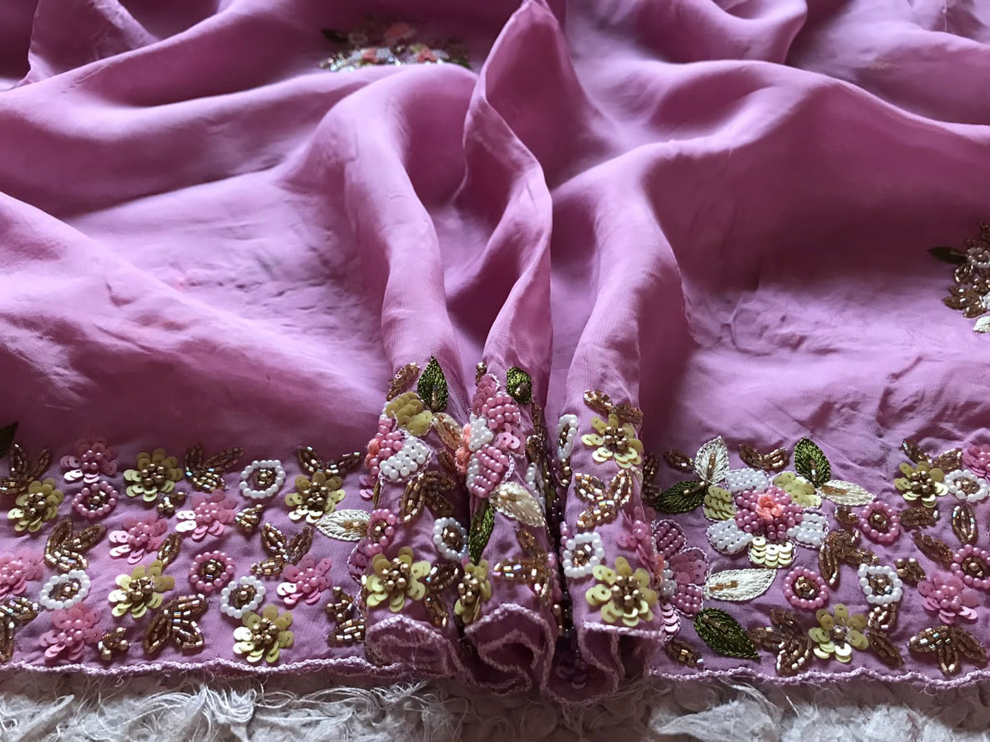 Premium pink organza silk saree
