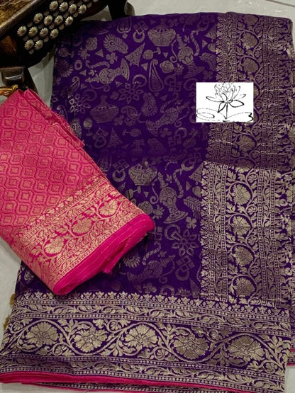 Kiasha banarsi gorgette saree